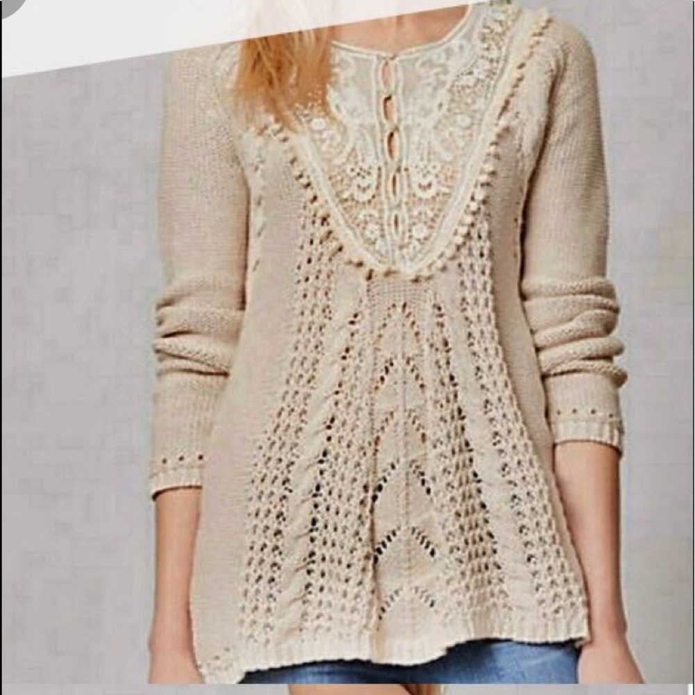 Anthropologie lace yoke pullover brand new